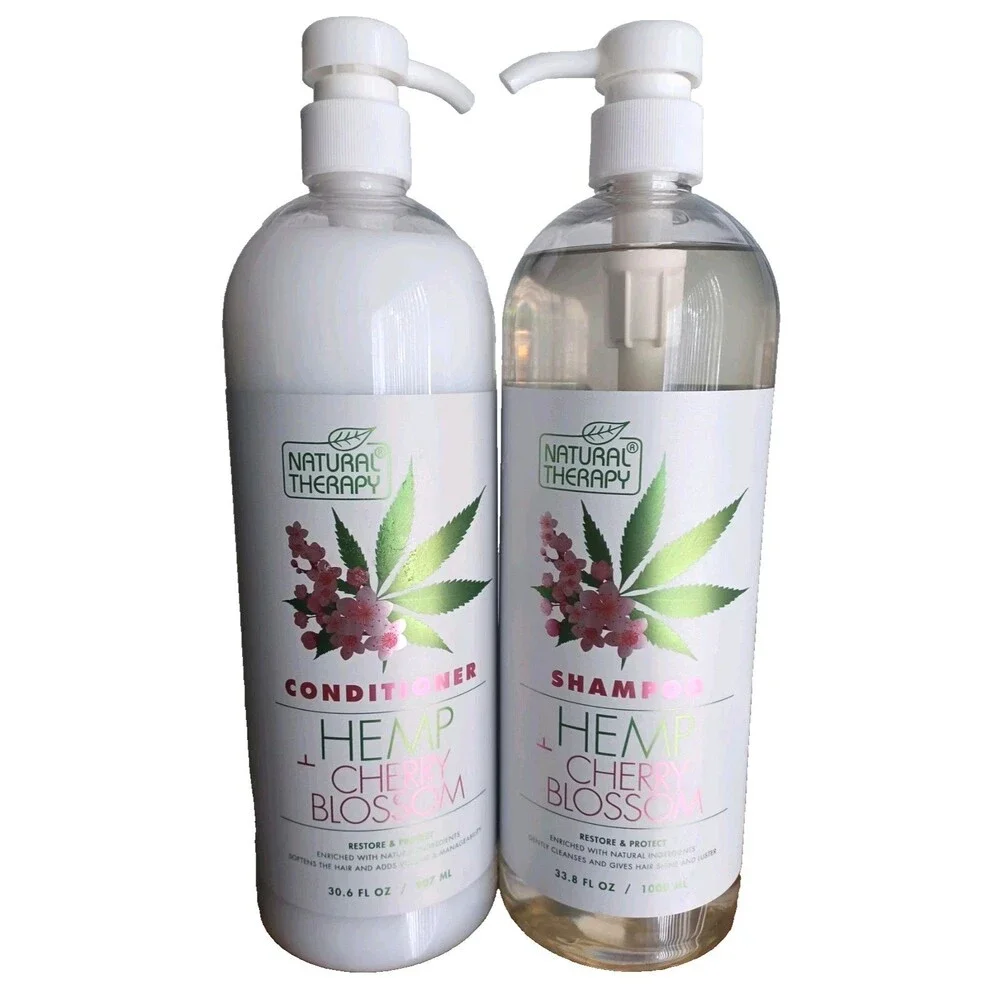 Natural Therapy Hemp Cherry Blossom Shampoo 33.8oz Conditioner 30.6oz New Sealed
